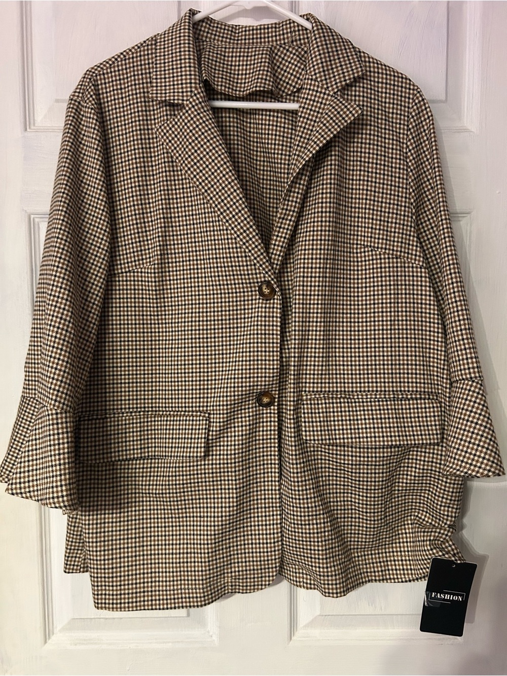 Checked Blazer Jacket in Brown -
